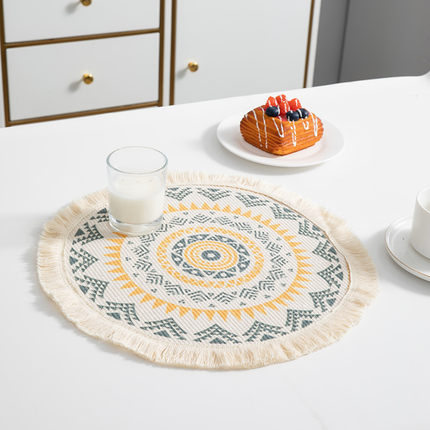 Round Placemats Fabric Heat Insulation Pads Coasters Home Decor Dining Table Mat