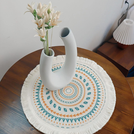 Round Placemats Fabric Heat Insulation Pads Coasters Home Decor Dining Table Mat