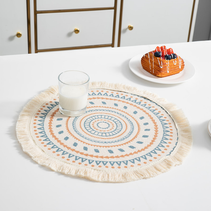 Round Placemats Fabric Heat Insulation Pads Coasters Home Decor Dining Table Mat