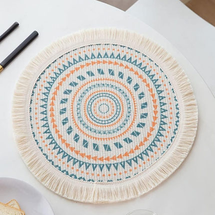 Round Placemats Fabric Heat Insulation Pads Coasters Home Decor Dining Table Mat