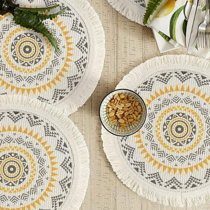Round Placemats Fabric Heat Insulation Pads Coasters Home Decor Dining Table Mat