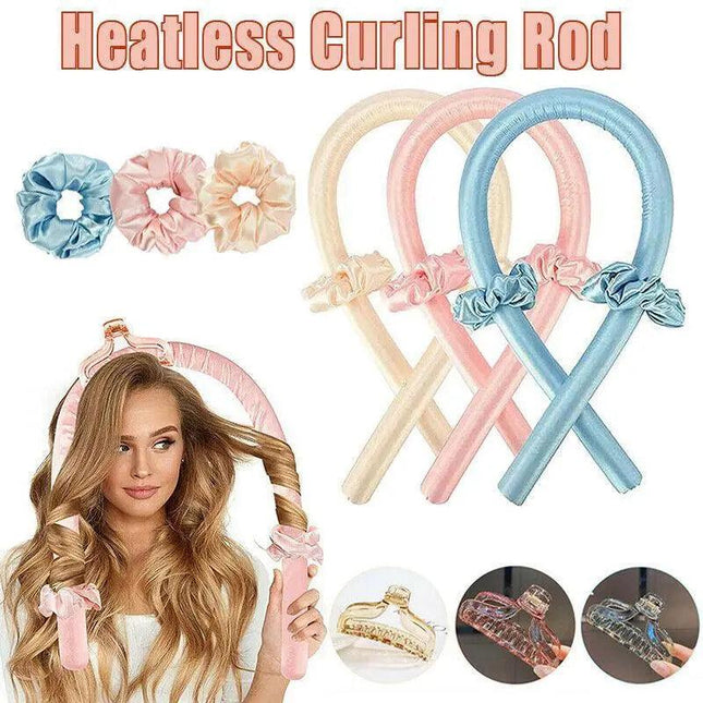 Heatless Curling Rod Headband Silk Curling Ribbon Hair Roller Lazy Curler Sets~ - Aimall