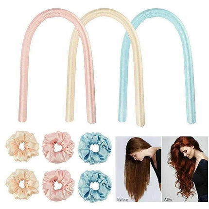 Heatless Curling Rod Headband Silk Curling Ribbon Hair Roller Lazy Curler Sets~ - Aimall