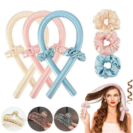 Heatless Curling Rod Headband Silk Curling Ribbon Hair Roller Lazy Curler Sets~ - Aimall