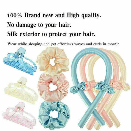 Heatless Curling Rod Headband Silk Curling Ribbon Hair Roller Lazy Curler Sets~ - Aimall