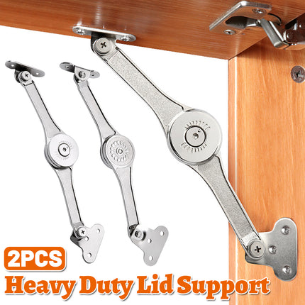 2 PCS Folding Lid Lift Up Stay Support Buffer Stop Hinge Silver With Soft-Close