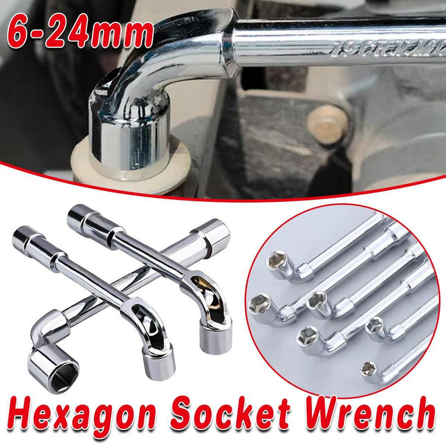 6-23mm L Shaped Socket Wrench Elbow Multi Size Hardware Repair Tool Set