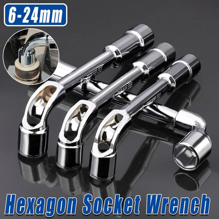 6-23mm L Shaped Socket Wrench Elbow Multi Size Hardware Repair Tool Set