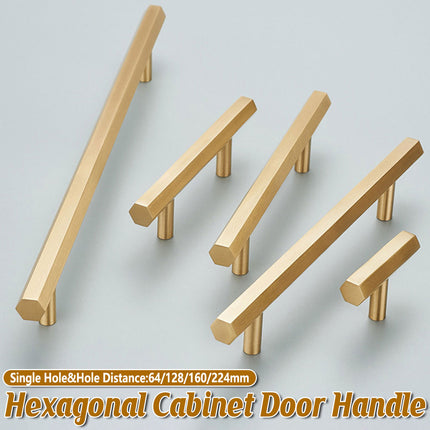 Gold Wardrobe Door Handle Modern Simple Hexagonal Long Pull for Cabinet Drawer