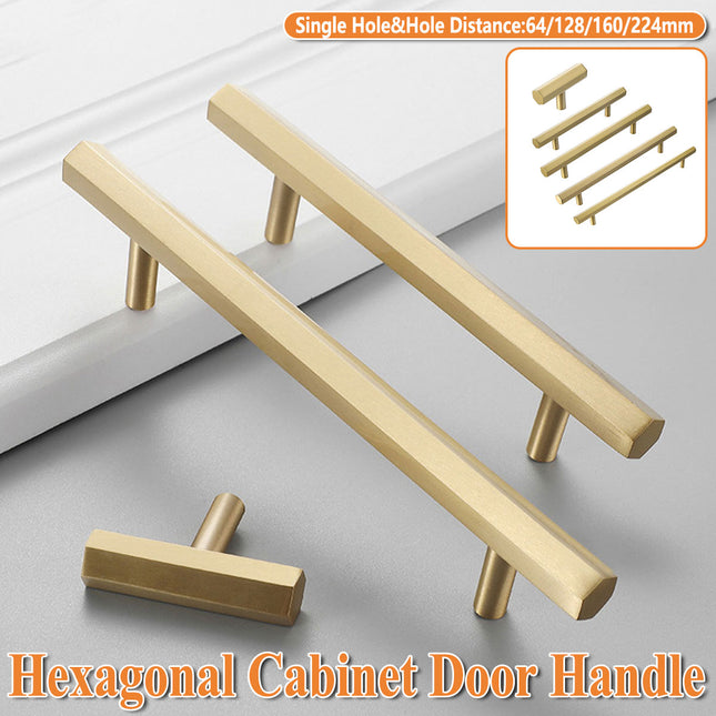 Gold Wardrobe Door Handle Modern Simple Hexagonal Long Pull for Cabinet Drawer