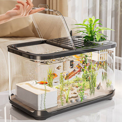 Creative Clear Fish Tank Transparent Aquarium With Lid For Desktop Decoration