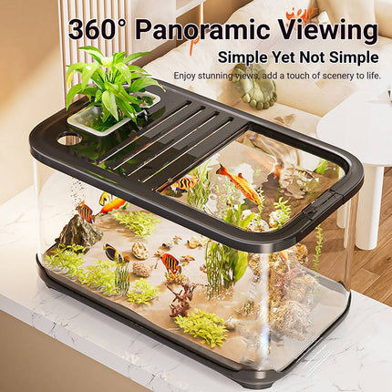 Creative Clear Fish Tank Transparent Aquarium With Lid For Desktop Decoration