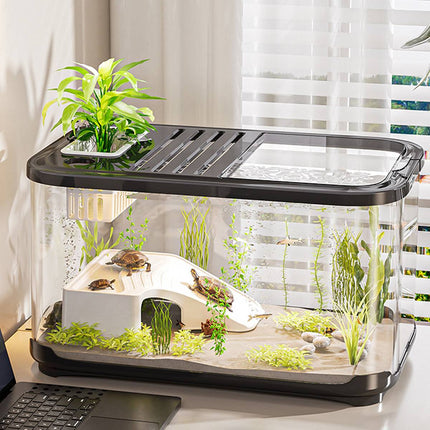 Creative Clear Fish Tank Transparent Aquarium With Lid For Desktop Decoration