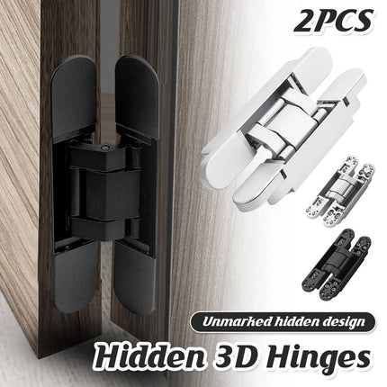 2Pcs Concealed 3D Silent Door Hinge Cross Hinge For Cabinet Wood Door Furniture
