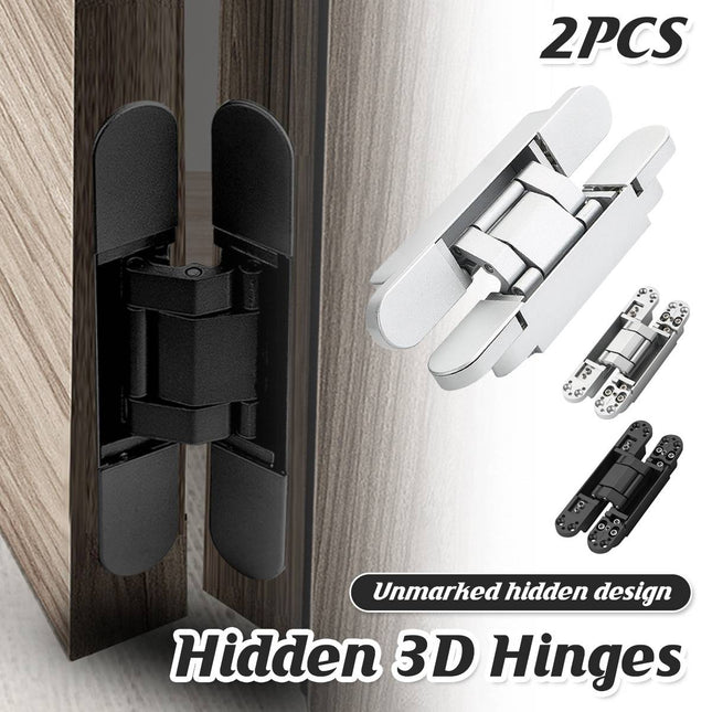 2Pcs Concealed 3D Silent Door Hinge Cross Hinge For Cabinet Wood Door Furniture