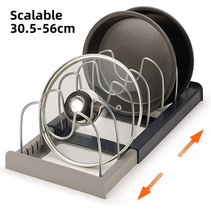 Telescopic Kitchen Storage Rack Table Top Pot Lid Holder Drawer Organizer Shelf