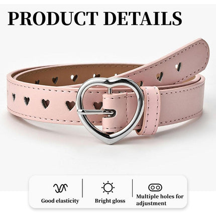 4pcs Women Hollow Out Belt Love Buckle Fashion Waist Belt Adjustable Strap