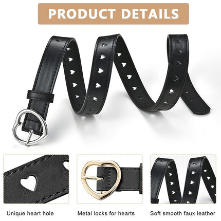 4pcs Women Hollow Out Belt Love Buckle Fashion Waist Belt Adjustable Strap