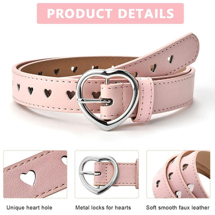 4pcs Women Hollow Out Belt Love Buckle Fashion Waist Belt Adjustable Strap