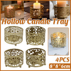 4PCS Hollow Candle Tray Iron Cutout Romantic for Home Wedding Party Decor Use