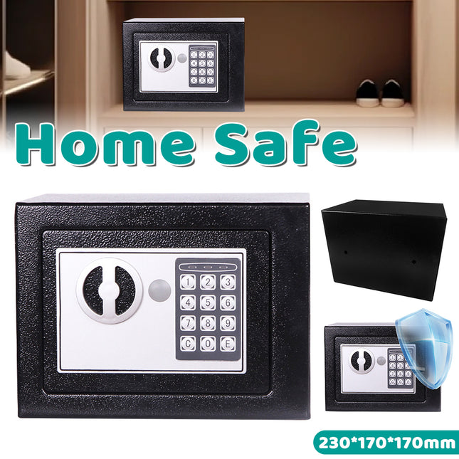Digital Home Safe Box Keypad Lock Compact Security Cash Jewellery Storage