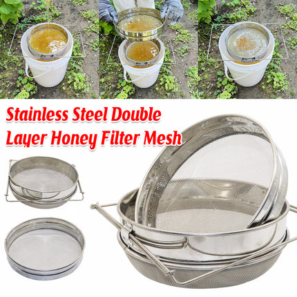 Honey Filter Double Sieve Screen Stainless Steel Strainer Beekeeping Equipment