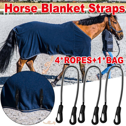5PCS Elastic Horse Blanket Straps with Double Clips for Riding Training Stable