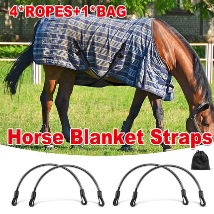 5PCS Elastic Horse Blanket Straps with Double Clips for Riding Training Stable