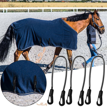 5PCS Elastic Horse Blanket Straps with Double Clips for Riding Training Stable