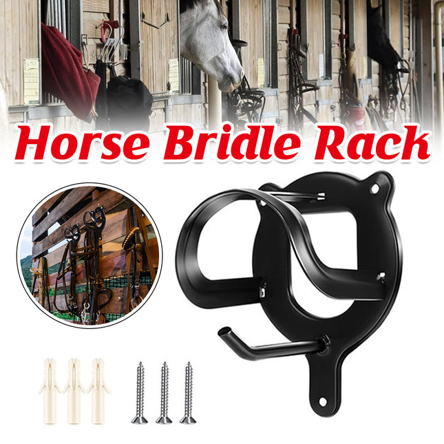 Horse Stable Tack Hooks Metal Bridle Rack Wall-Mounted Heavy Duty Accessories