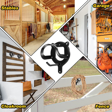 Horse Stable Tack Hooks Metal Bridle Rack Wall-Mounted Heavy Duty Accessories