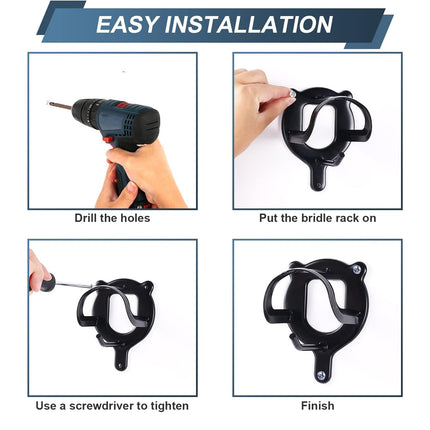 Horse Stable Tack Hooks Metal Bridle Rack Wall-Mounted Heavy Duty Accessories