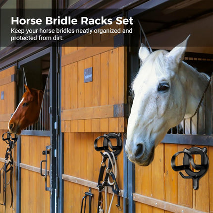 Horse Stable Tack Hooks Metal Bridle Rack Wall-Mounted Heavy Duty Accessories
