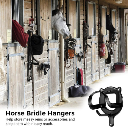 Horse Stable Tack Hooks Metal Bridle Rack Wall-Mounted Heavy Duty Accessories