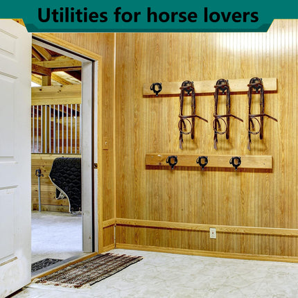 Horse Stable Tack Hooks Metal Bridle Rack Wall-Mounted Heavy Duty Accessories