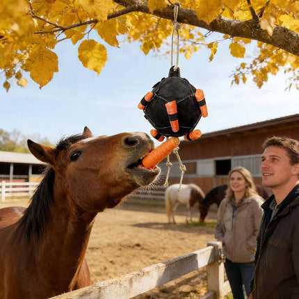 Interactive Horse Carrot Treat Feeder Toy Hanging Puzzle Ball for Stables