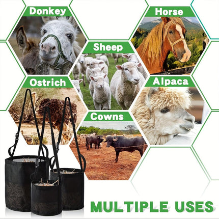 Horse Hay Feeding Bags Neck Mouth Feeding Bags for Horses Slow Feed Hay Storage