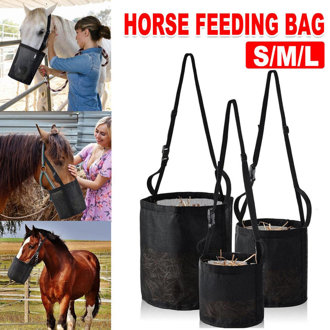 Horse Hay Feeding Bags Neck Mouth Feeding Bags for Horses Slow Feed Hay Storage