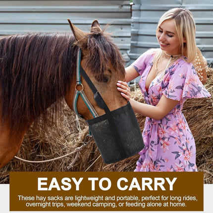 Horse Hay Feeding Bags Neck Mouth Feeding Bags for Horses Slow Feed Hay Storage