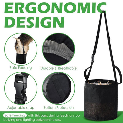 Horse Hay Feeding Bags Neck Mouth Feeding Bags for Horses Slow Feed Hay Storage