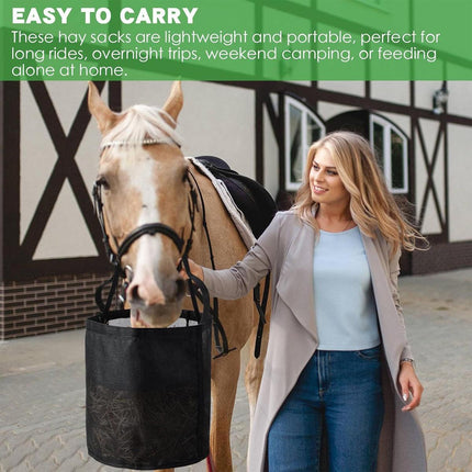 Horse Hay Feeding Bags Neck Mouth Feeding Bags for Horses Slow Feed Hay Storage