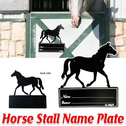 Iron Horse Stall Name Plate 26.7x25cm Black Rustic for Barn Stable Door Decor