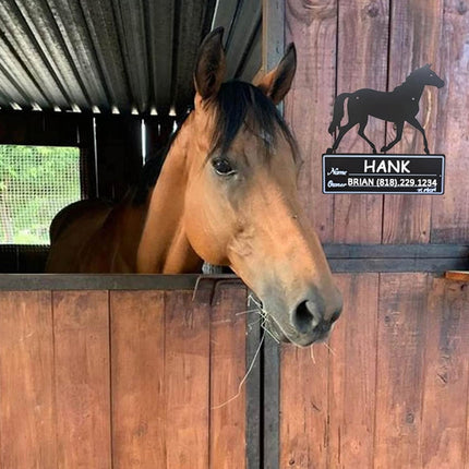 Iron Horse Stall Name Plate 26.7x25cm Black Rustic for Barn Stable Door Decor