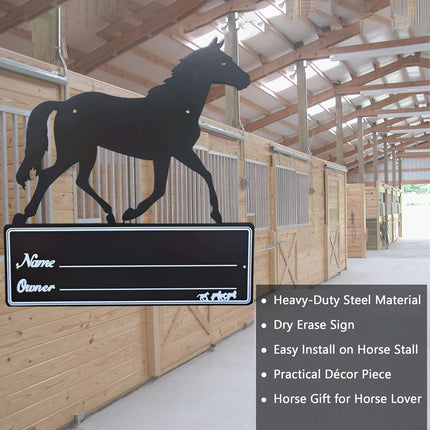 Iron Horse Stall Name Plate 26.7x25cm Black Rustic for Barn Stable Door Decor