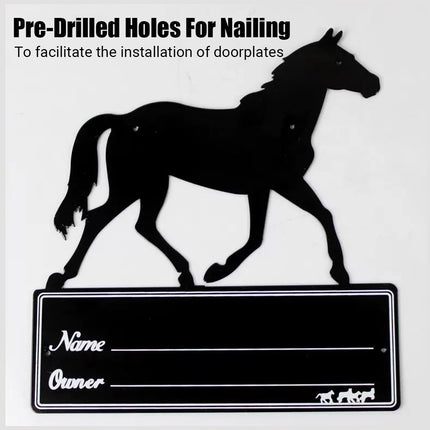 Iron Horse Stall Name Plate 26.7x25cm Black Rustic for Barn Stable Door Decor