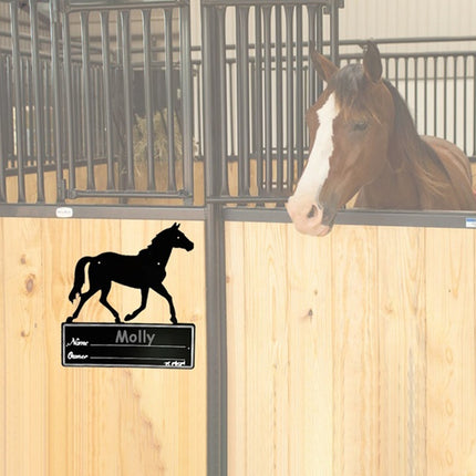 Iron Horse Stall Name Plate 26.7x25cm Black Rustic for Barn Stable Door Decor
