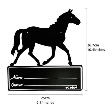 Iron Horse Stall Name Plate 26.7x25cm Black Rustic for Barn Stable Door Decor