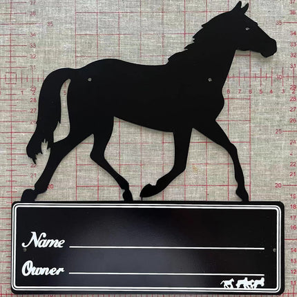Iron Horse Stall Name Plate 26.7x25cm Black Rustic for Barn Stable Door Decor