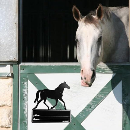 Iron Horse Stall Name Plate 26.7x25cm Black Rustic for Barn Stable Door Decor