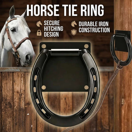 Horseshoe Style Iron Horse Tie Ring Wall Mount